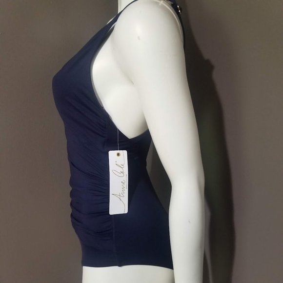 Anne Cole V-Neck Crossback One-Piece Swimsuit - Navy Size 6 - Picture 3 of 9